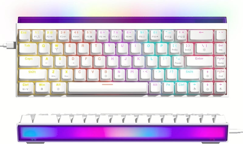 Womier 60% Percent Keyboard with Light Box, Wired Keyboard Gaming Mechanical with MCA Keycaps, OEM Profile, Programable, 64 Keys Hot Swap RGB Cream Key Board for PC Computer Win/MAC (WK68 PRO-White) - Image 1